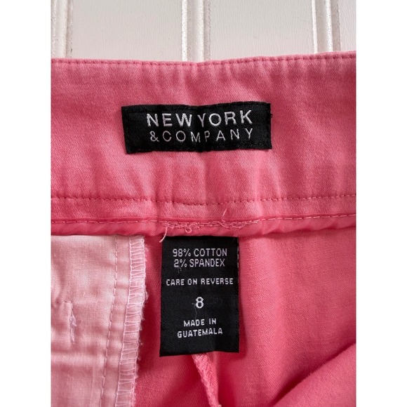New York & Company Womens 8 Pink Cropped Capri Pants Cotton Stretch Pockets - Picture 7 of 9
